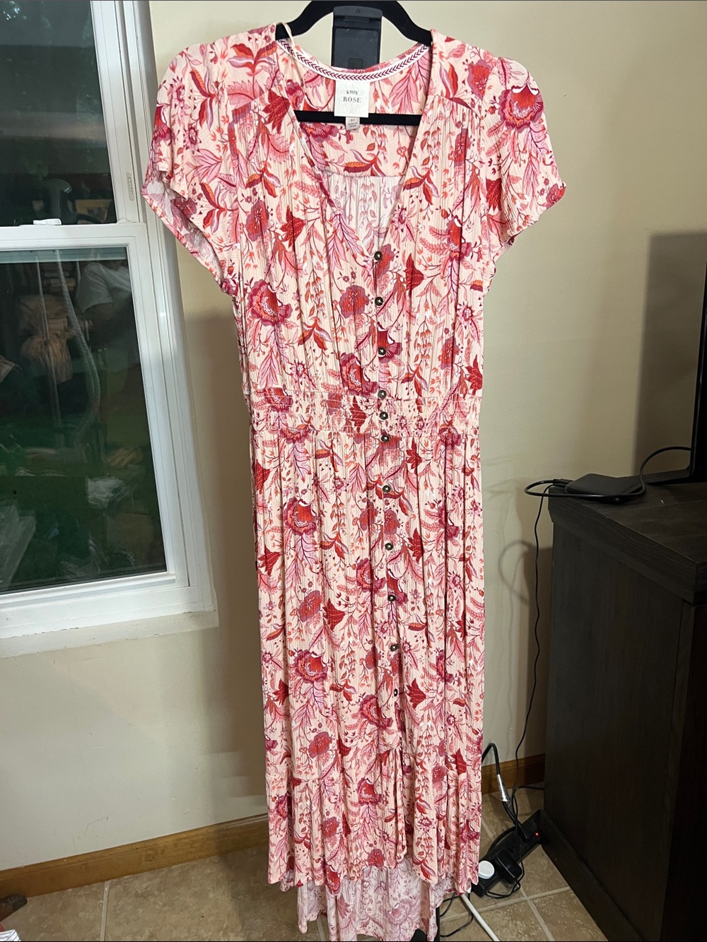Knox Rose Pink & Red Floral Midi Dress